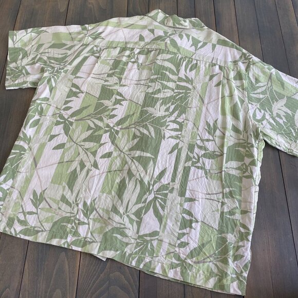 Tori Richard Green White Tropical Hawaiian Lightweight Silk Summer Shirt XL (I8) - Picture 8 of 10